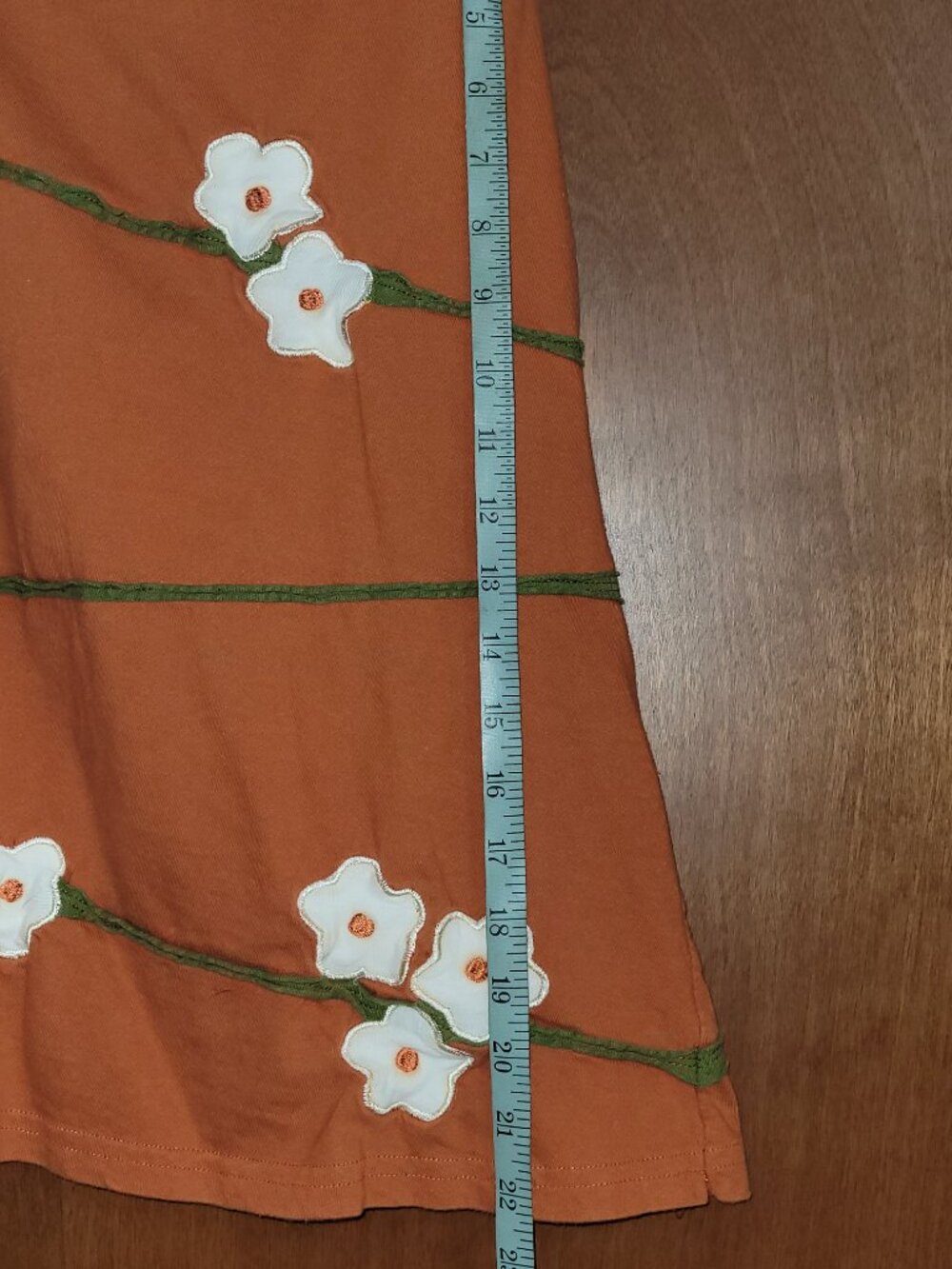 Orange cotton knee length skirt Small - Picture 5 of 6